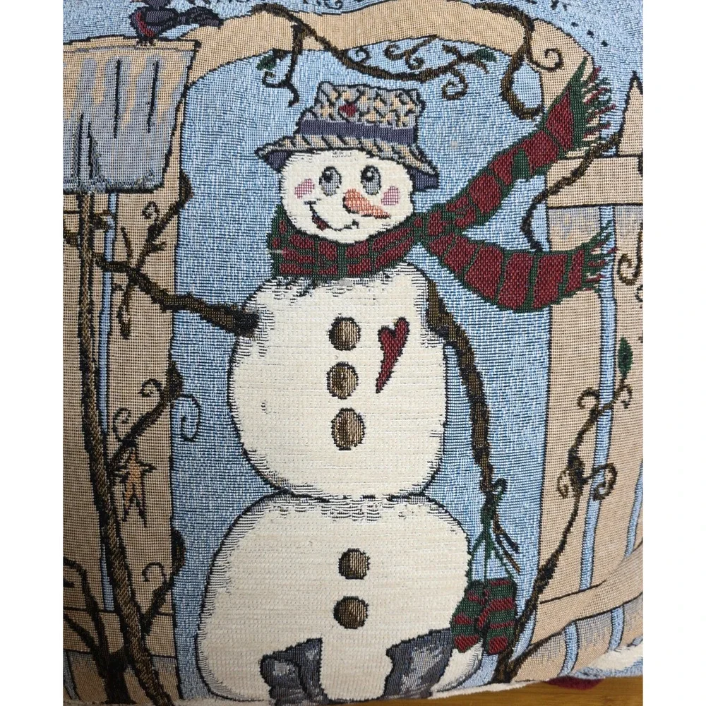 Christmas Tapestry Pillow Decor Snowman 16” X 16” Snowman Gus‎ Swetner 1966